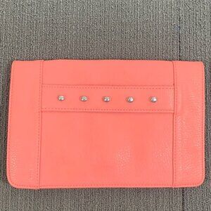 BCBGeneration Wrist Strap Clutch Womens Large Sherbert PU Quinn Studded Purse